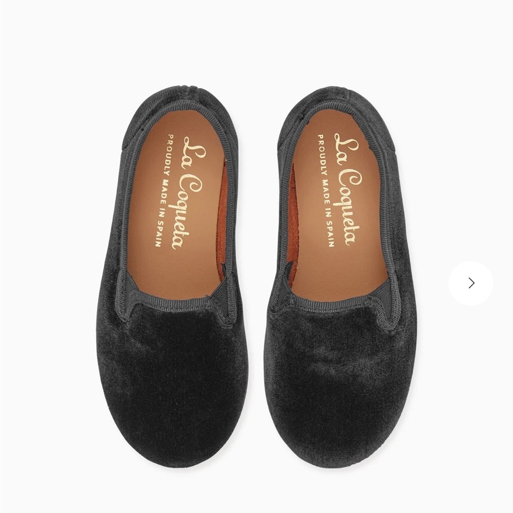 La Coqueta Kids Velvet black slipper dress shoe, size EU32, US1